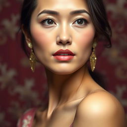 A portrait of a Singaporean woman with a sensual and captivating gaze