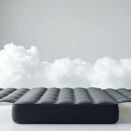 A high-resolution image of a porous black foam mattress with a textured, porous surface