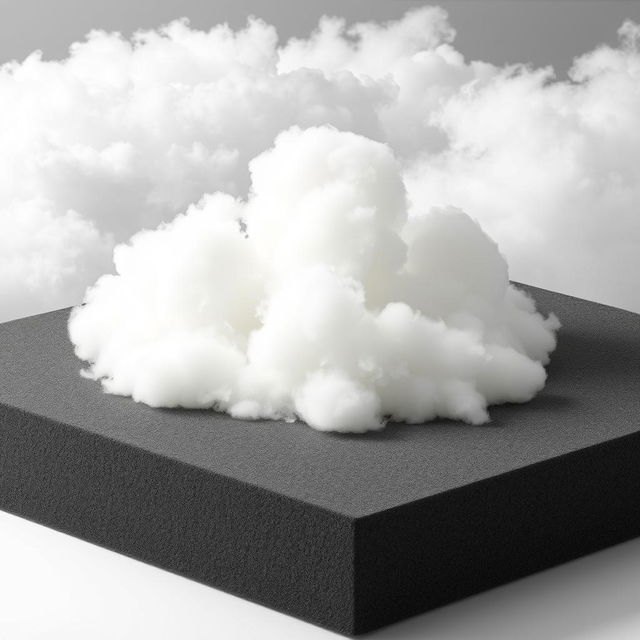 A high-resolution image of a smooth, porous black foam mattress with a slightly textured surface