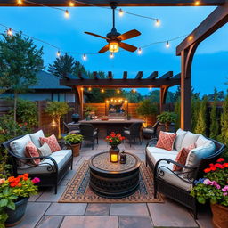 Design a beautiful outdoor patio that exudes charm and elegance