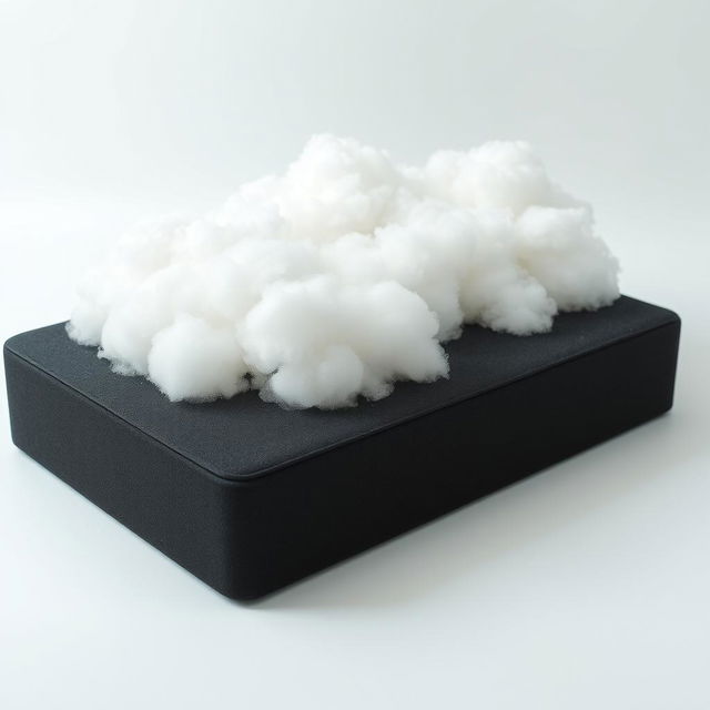 A high-resolution image of a smooth, porous black foam mattress with a slightly textured surface