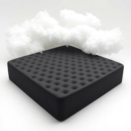 A high-resolution image of a smooth, porous black foam mattress with a slightly textured surface