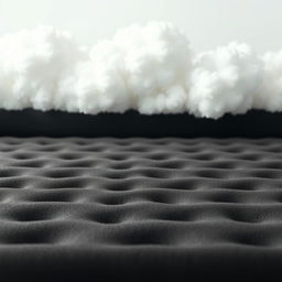 A high-resolution image of a smooth, porous black foam mattress with a slightly textured surface