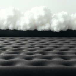 A high-resolution image of a smooth, porous black foam mattress with a slightly textured surface