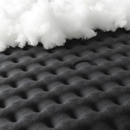 A high-resolution image of a smooth, porous black foam mattress with a slightly textured surface