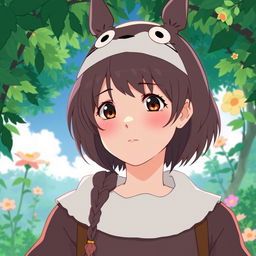 Create an image of a person in the style of Studio Ghibli