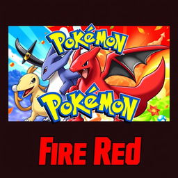 Create a vibrant and eye-catching thumbnail for Pokemon Fire Red