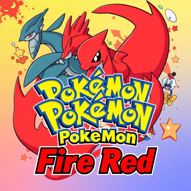 Create a vibrant and eye-catching thumbnail for Pokemon Fire Red