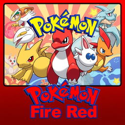 Create a vibrant and eye-catching thumbnail for Pokemon Fire Red