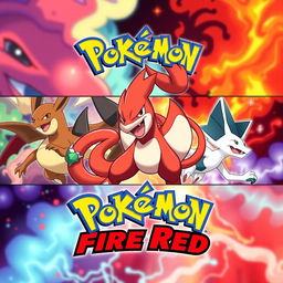 Create a vibrant and eye-catching thumbnail for Pokemon Fire Red