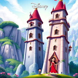 A Disney movie poster featuring two tall towers standing next to each other, with the title 'Twins' prominently displayed at the top