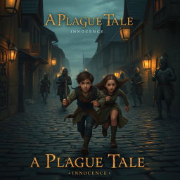 Hugo and Amicia from A Plague Tale: Innocence are running frantically from guards