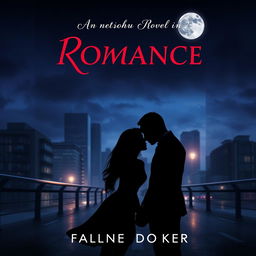 Create a romance novel cover with a dark and mysterious atmosphere