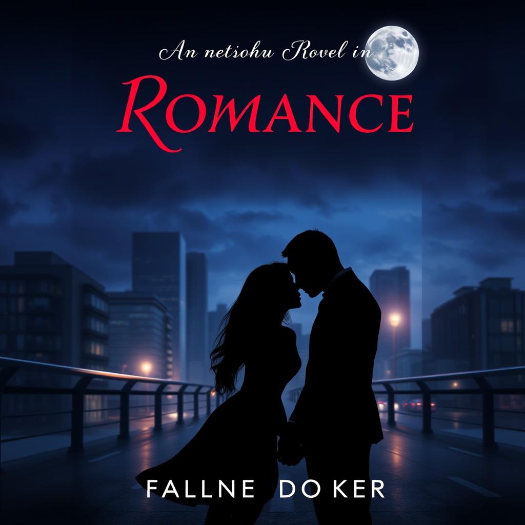 Create a romance novel cover with a dark and mysterious atmosphere