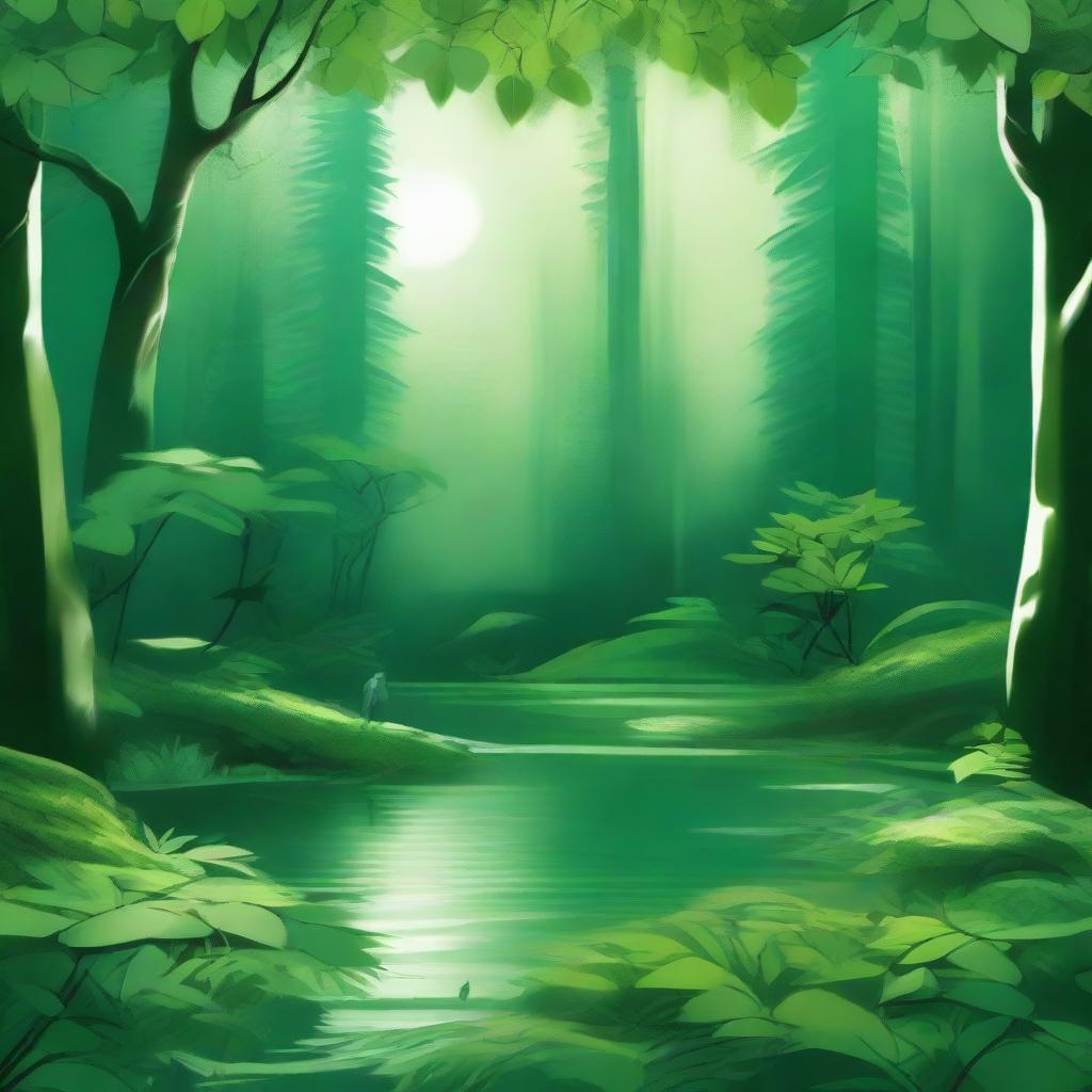 A vibrant, high-definition artwork featuring an emerald green natural background