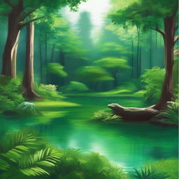 A vibrant, high-definition artwork featuring an emerald green natural background