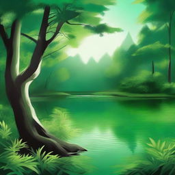 Create an ultra high definition, vibrant artwork featuring an emerald green natural background