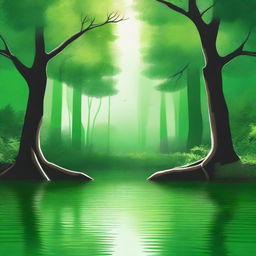 Create an ultra high definition, vibrant artwork featuring an emerald green natural background