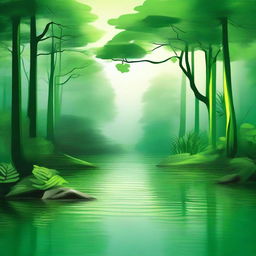 Create an ultra high definition, vibrant artwork featuring an emerald green natural background