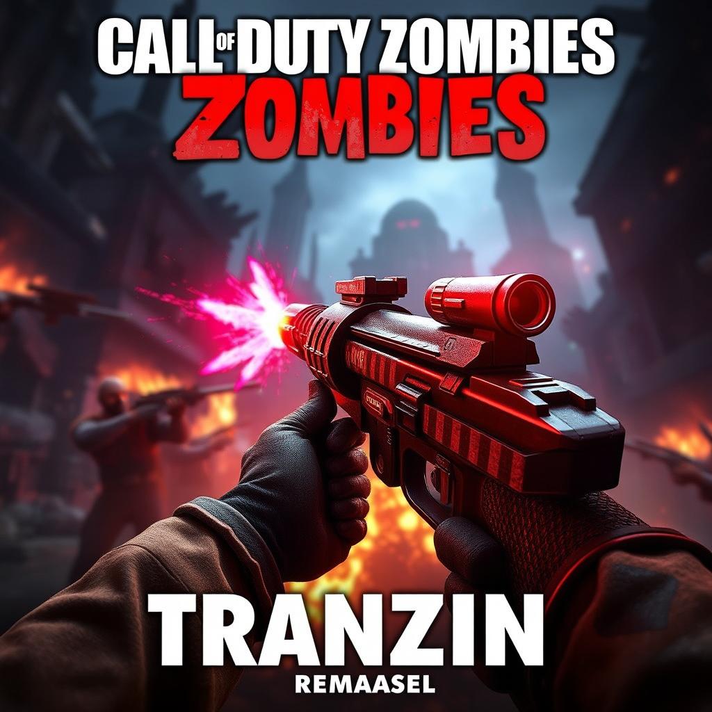 A dynamic and visually engaging thumbnail for a Call of Duty Zombies gameplay video