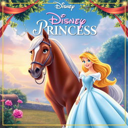 Create a Disney princess movie poster featuring a beautiful princess and her loyal horse