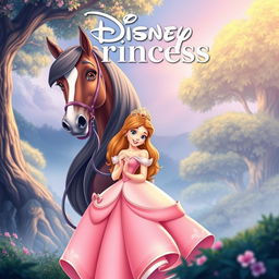 Create a Disney princess movie poster featuring a beautiful princess and her loyal horse