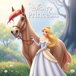 Create a Disney princess movie poster featuring a beautiful princess and her loyal horse