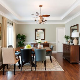 A redesigned dining room using the same furniture but with modified colors