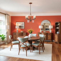 A redesigned dining room using the same furniture but with modified colors