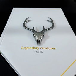 A minimalistic book cover featuring a foil deer skull in the center