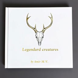 A minimalistic book cover featuring a foil deer skull in the center