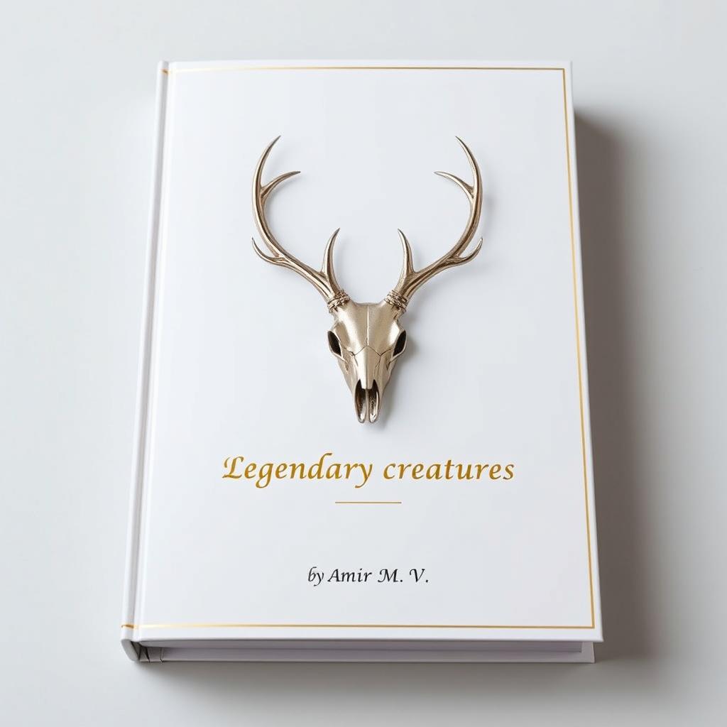 A minimalistic book cover featuring a foil deer skull in the center