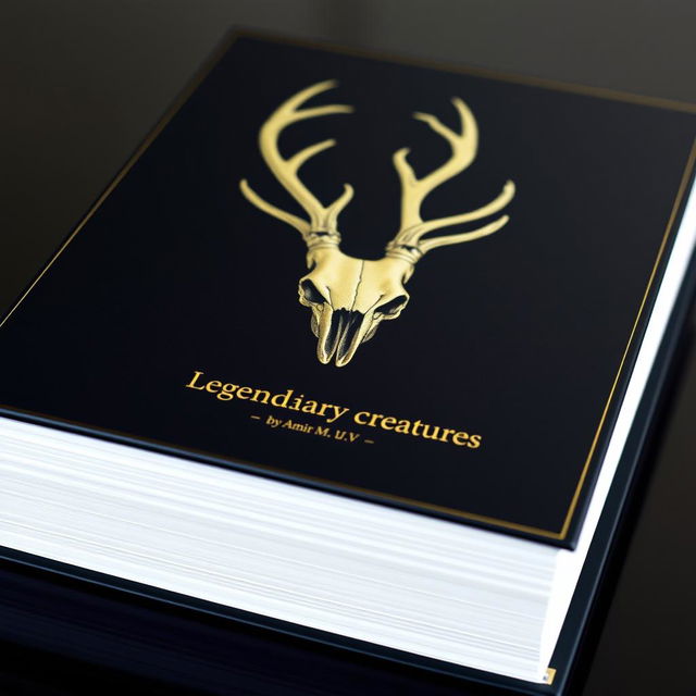 A minimalistic book cover featuring a foil deer skull in the center