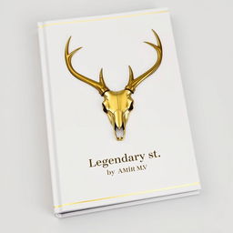 A minimalistic book cover featuring a foil deer skull in the center