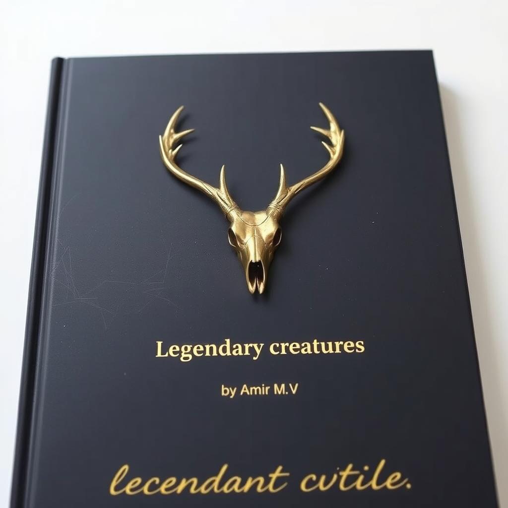 A minimalistic book cover featuring a foil deer skull in the center