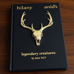 A minimalistic book cover featuring a foil deer skull in the center