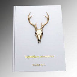 A minimalistic book cover featuring a foil deer skull in the center