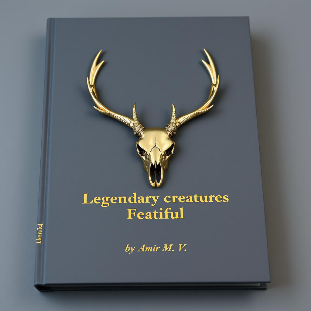 A minimalistic book cover featuring a foil deer skull in the center