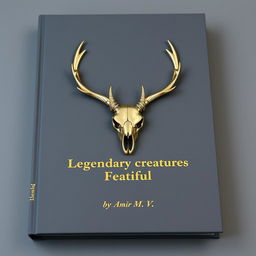 A minimalistic book cover featuring a foil deer skull in the center