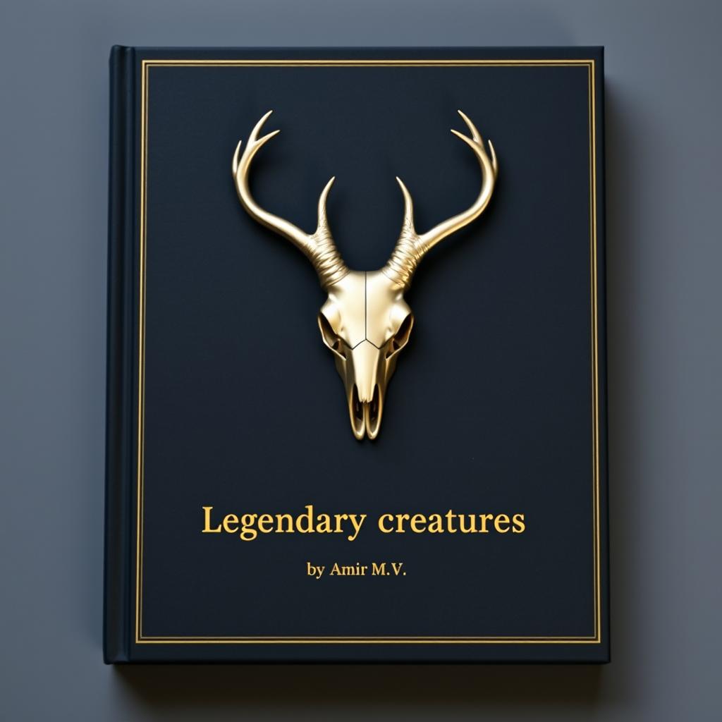 A minimalistic book cover featuring a foil deer skull in the center