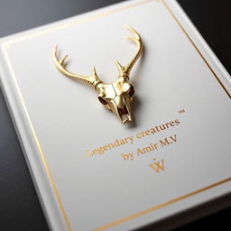 A minimalistic book cover featuring a foil deer skull in the center