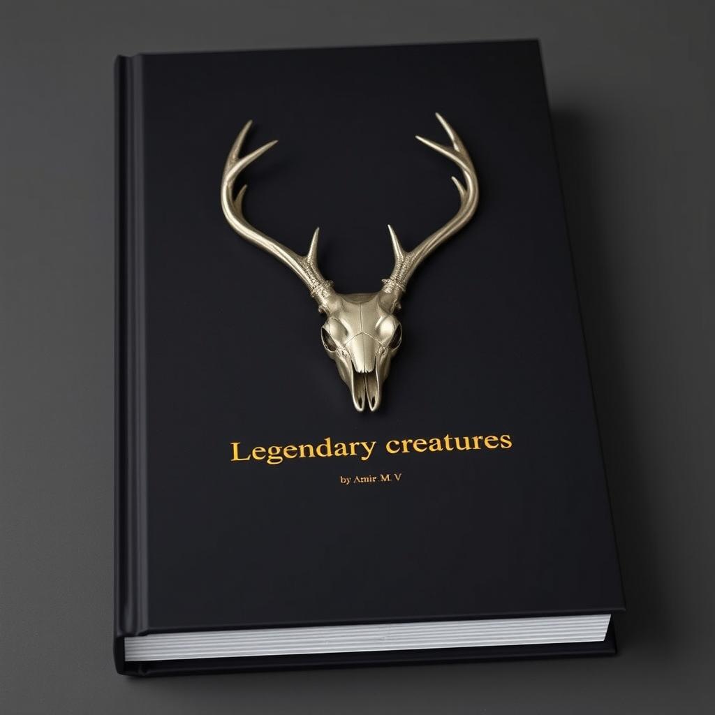 A minimalistic book cover featuring a foil deer skull in the center