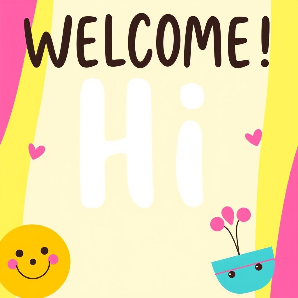 A friendly and welcoming image with a simple 'Hi' message, featuring bright colors and cheerful elements to greet the viewer.