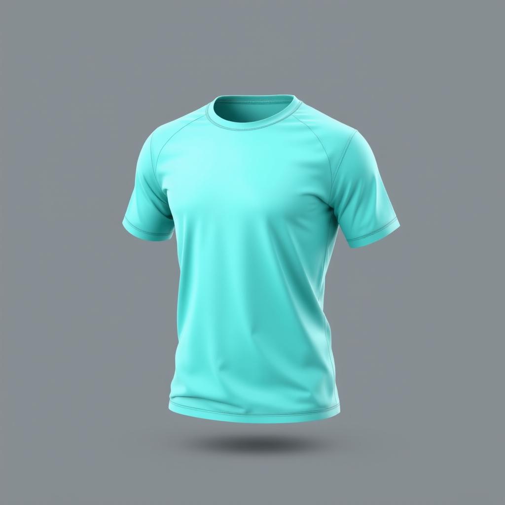 Create a 3D design for a t-shirt featuring a turquoise color