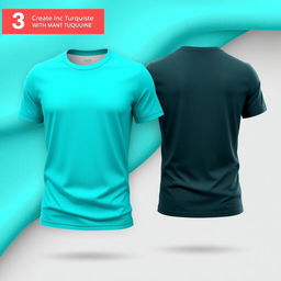 Create a 3D design for a t-shirt featuring a turquoise color