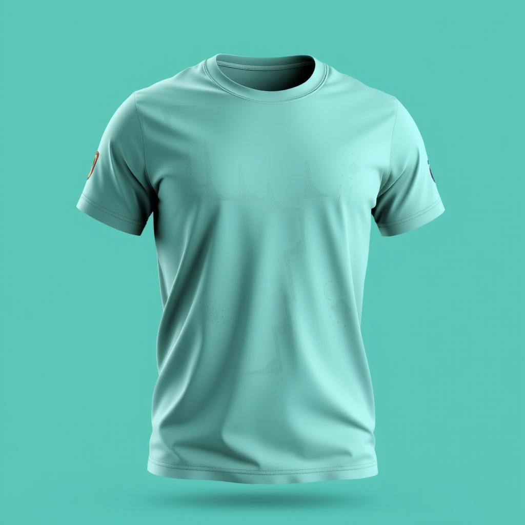 Create a 3D design for a t-shirt featuring a teal color