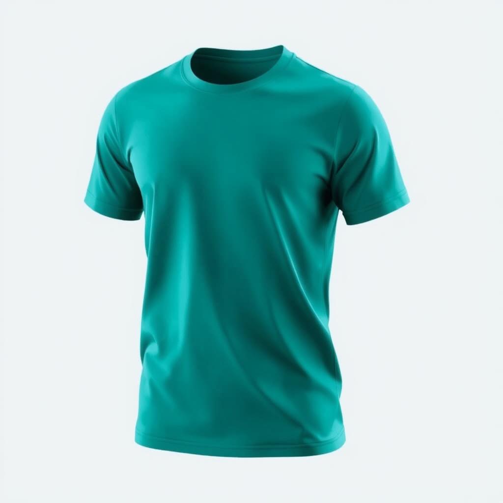 Create a 3D design for a t-shirt featuring a teal color