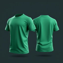 Create a 3D design for a t-shirt featuring an emerald color