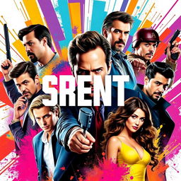 A vibrant and eye-catching poster featuring popular actors from various movies