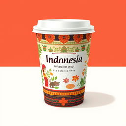 Create a packaging design for a cup with an Indonesia theme